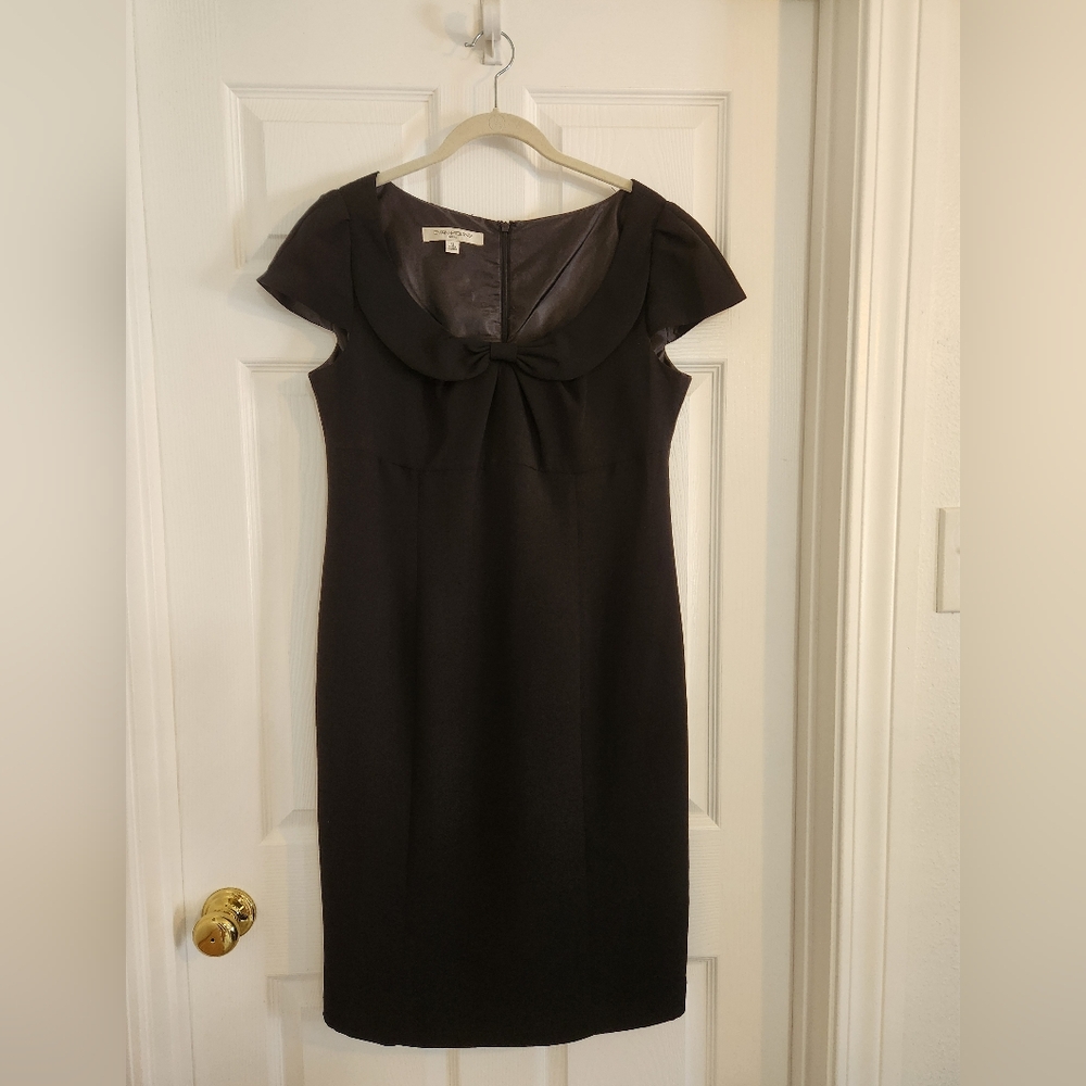 Evan Picone Black Cap Sleeve Midi Dress